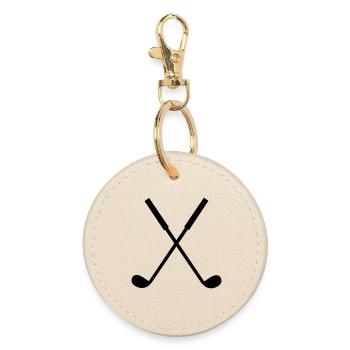 Golf clubs in black - Round Keyring - oyster - Front