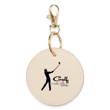 golf - Round Keyring - oyster - Front