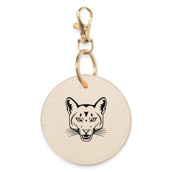 cat - Round Keyring - oyster - Front