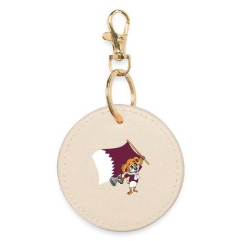 Qatar Fan Dog - Round Keyring - oyster - Front