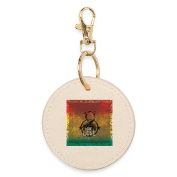 one love reggae - Runder Schlüsselanhänger - Auster - Vorne
