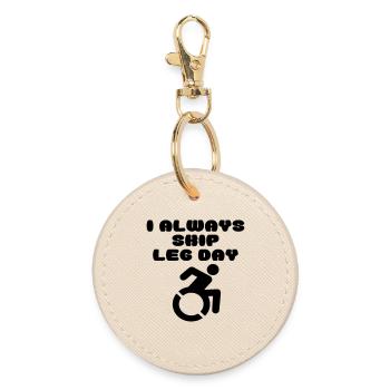A wheelchair user skips legs day # - Round Keyring - oyster - Front