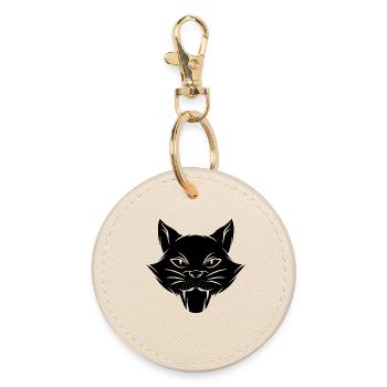Cat kitten meow domestic cat cat eye cat dam - Round Keyring - oyster - Front