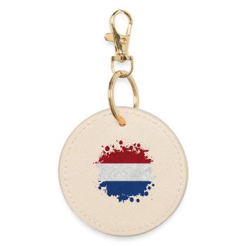 Niederlande Klecks Fleck / Geschenk Flagge Holland - Runder Schlüsselanhänger - Auster - Vorne