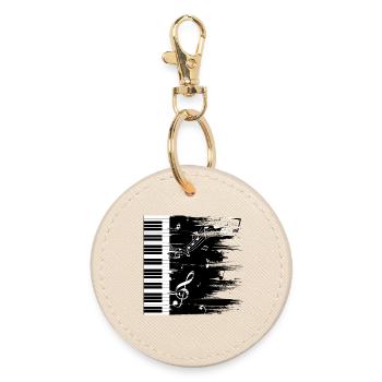 Klavier Musik black & white Geschenk - Runder Schlüsselanhänger - Auster - Vorne