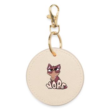 Katze - Runder Schlüsselanhänger - Auster - Vorne