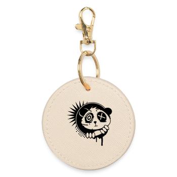 Sticker mit Panda Bär Kopf - Runder Schlüsselanhänger - Auster - Vorne