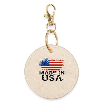 Made in USA Flag - Round Keyring - oyster - Front
