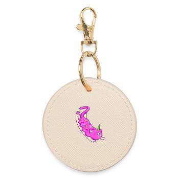 Snow Sweet Unicorn Cat - Round Keyring - oyster - Front