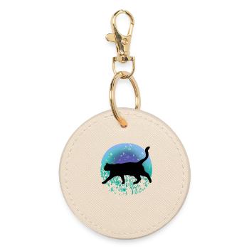 Black cat - Round Keyring - oyster - Front