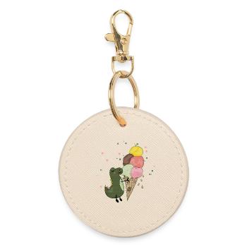 Dino avec crème glacée - Porte-clés rond - huître - Devant