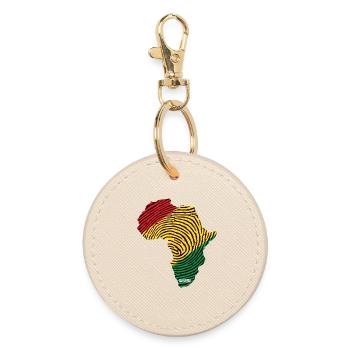 Africa Fingerprint Pattern Palette - Round Keyring - oyster - Front