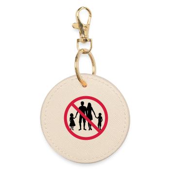 family forbidden shield zone no children siblings - Round Keyring - oyster - Front
