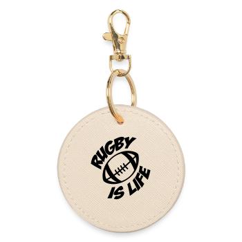 Rugby - Round Keyring - oyster - Front