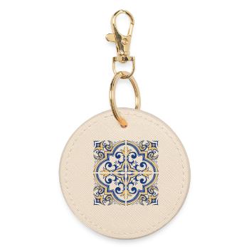 Portuguese tiles 1 - Round Keyring - oyster - Front