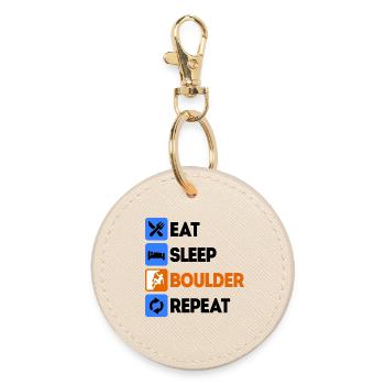 Boulder Bouldering Climbing Without a rope saying - Round Keyring - oyster - Front