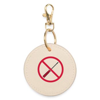 no screwdrivers forbidden sign mech - Round Keyring - oyster - Front