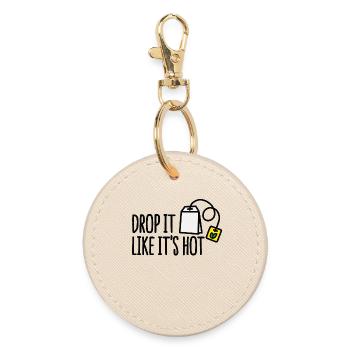 Drop it likes it's hot - Round Keyring - oyster - Front