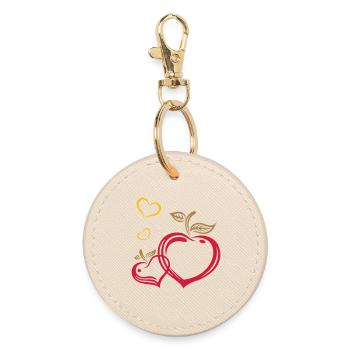 Two apples in heart shape, autumn, fruits, love. - Round Keyring - oyster - Front