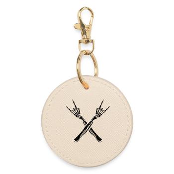 black humor provocation hanging around listlessly - Round Keyring - oyster - Front