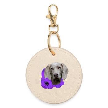 Anémones au braque de Weimar, amoureux des chiens de chasse - Porte-clés rond - huître - Devant