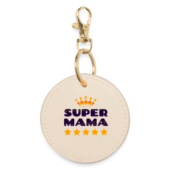 Muttertag Super Mama Beste Mutter Mutti Mami - Runder Schlüsselanhänger - Auster - Vorne