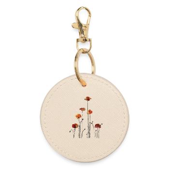 Mohnblumen Silhouette Design - Runder Schlüsselanhänger - Auster - Vorne