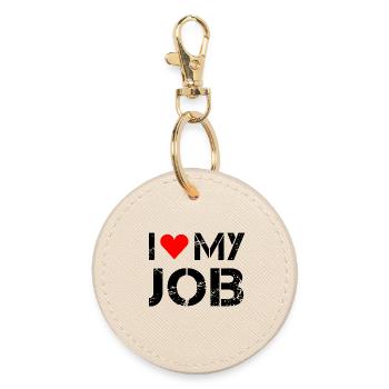 I love my job! - Round Keyring - oyster - Front