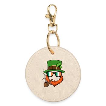 Funny Leprechaun Patty Gnome Paddy St. Patricks Day - Round Keyring - oyster - Front