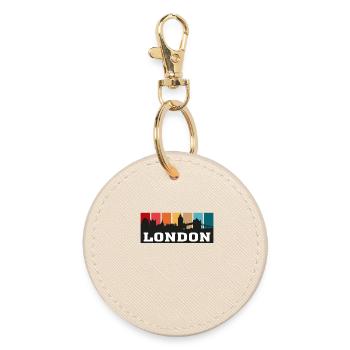 London England Travel Souvenir Skyline Silhouette - Round Keyring - oyster - Front