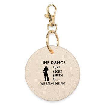 Line Dance Frage: Wie fängt der an? - Runder Schlüsselanhänger - Auster - Vorne