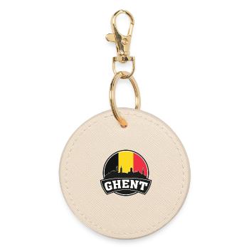 Gent Belgium Skyline Travel Souvenir Belgische Flagge - Runder Schlüsselanhänger - Auster - Vorne