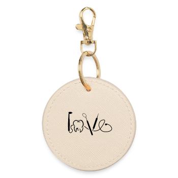 Dentist love dentist drill teeth gift - Round Keyring - oyster - Front
