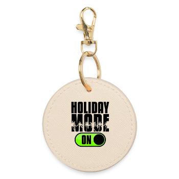 Holiday Holidays Time Out Palm Trees Caribbean Sea Beach - Round Keyring - oyster - Front