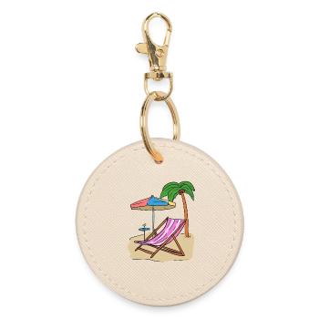 Holiday Holidays Palm Trees Beach Island Recreation Sea - Round Keyring - oyster - Front