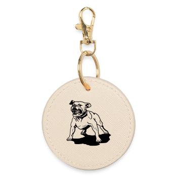 pitbull, staffordshire terrier - Round Keyring - oyster - Front