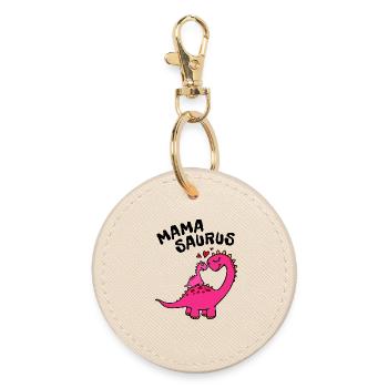 Mama dinosaur mothers day best mom funny - Round Keyring - oyster - Front