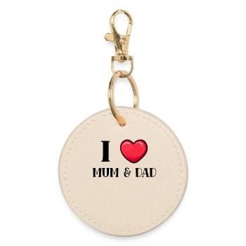 I love mom dad dad mom parents family - Round Keyring - oyster - Front