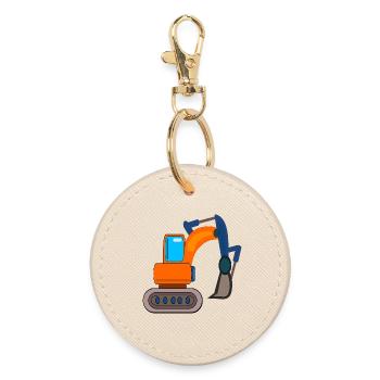 CONSTRUCTION SITE EXCAVATOR CHILDREN DIGGING - Round Keyring - oyster - Front
