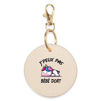 J'PEUX PAS BÉBÉ DORT GROSSESSE LICORNE - Porte-clés rond - huître - Devant