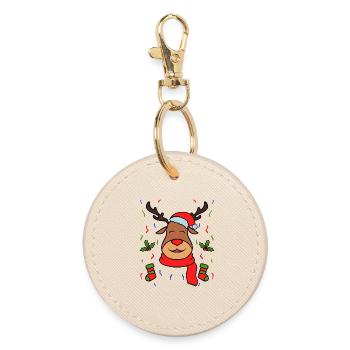 Reindeer Christmas Christmas decorations - Round Keyring - oyster - Front