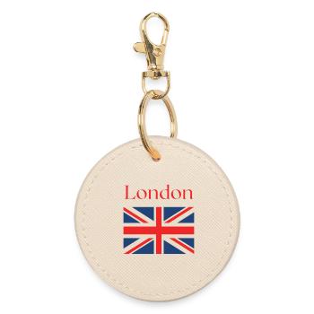 I love London Flag UK - Round Keyring - oyster - Front