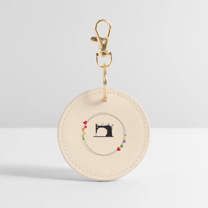 nostalgic stylized sewing machine with buttons Round Keyring