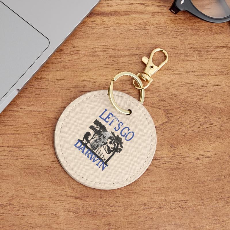 Charles Darwin Evolution textile gift idea Round Keyring