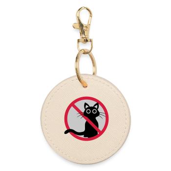 Cat forbidden sign - Round Keyring - oyster - Front