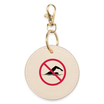 Verboten Schild Schwimmen - Runder Schlüsselanhänger - Auster - Vorne