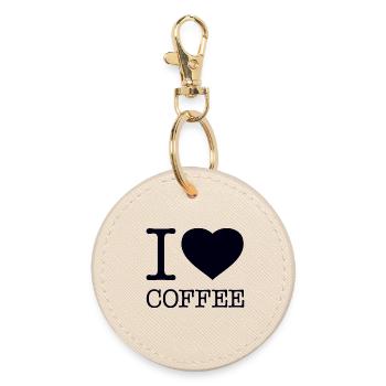 I LOVE COFFEE Kaffee Käffchen - Round Keyring - oyster - Front