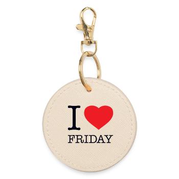 I LOVE FRIDAY - Round Keyring - oyster - Front