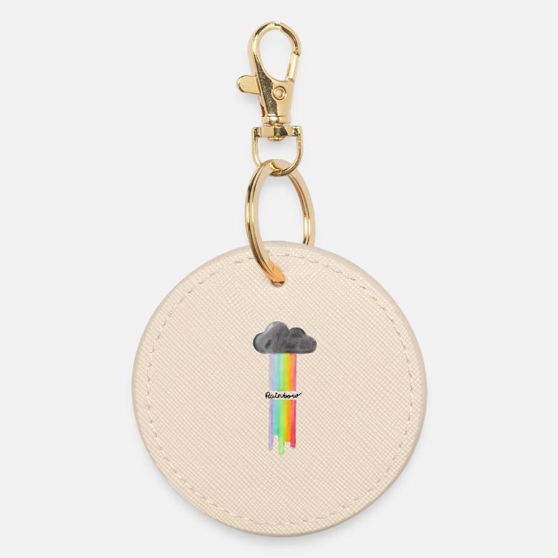 Regenbogen Wolke Tropfen - Runder Schlüsselanhänger - Auster