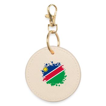 Namibia Flaggen Klecks Design - Runder Schlüsselanhänger - Auster - Vorne